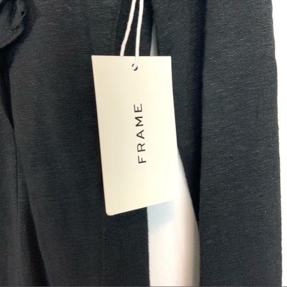 NWT FRAME Ruffled Linen Tee Noir - Picture 11 of 11